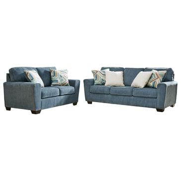 Ashley Cashton Stationary Sofa and Loveseat Set in Blue, , large