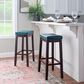 Linon Home Decor Claridge Bar Stool with Blue Cushion in Dark Brown, , large