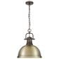 Golden Lighting Duncan 1-Light Pendant with Chain and Aged Brass Shade in Rubbed Bronze, , large
