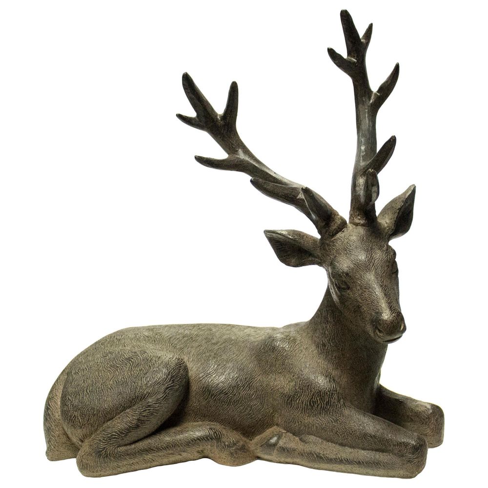 Sagebrook Home Sitting Deer Figurine in Brown, , large