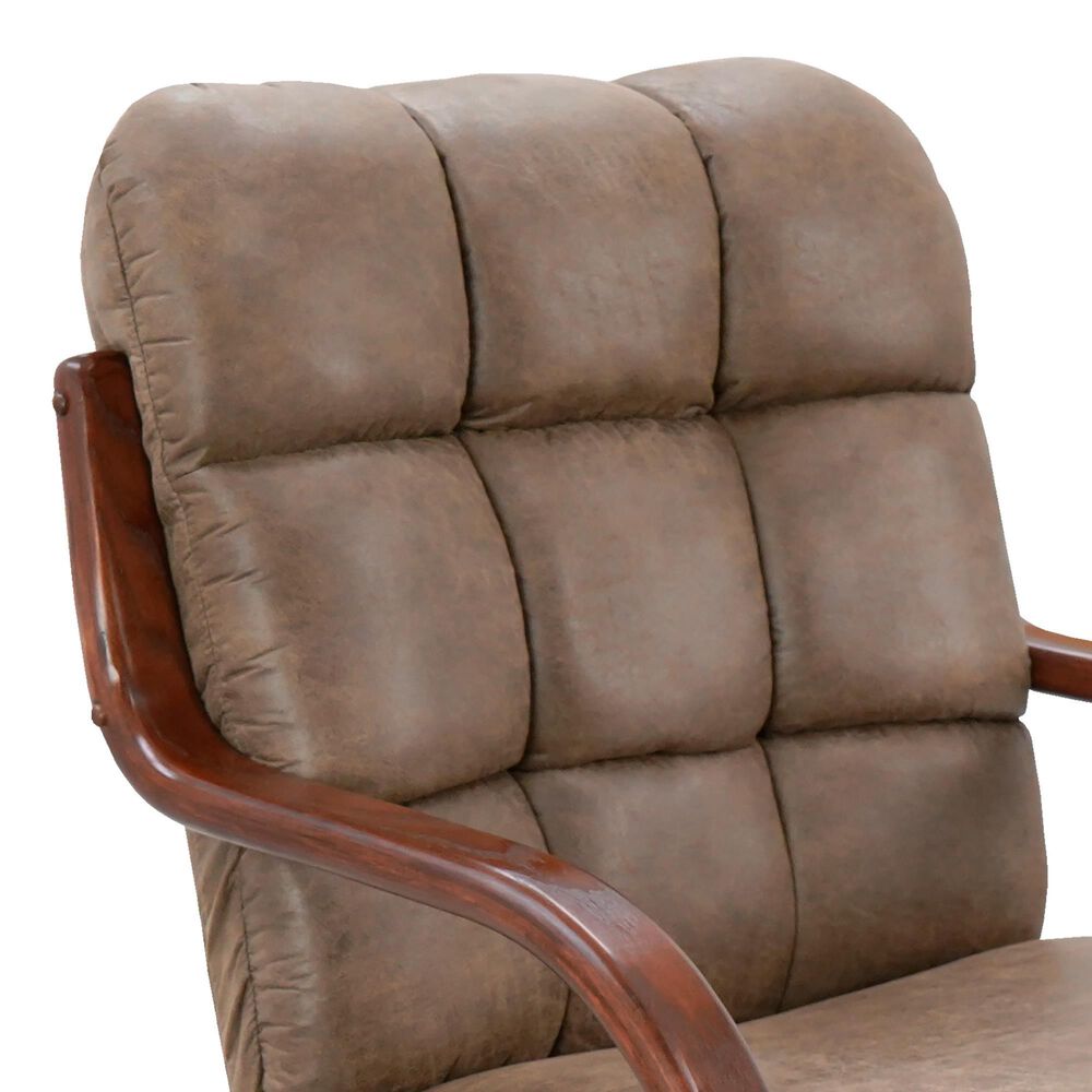 Northrow Traditional Caster Dining Chair in Walnut Finish and Palance Silk Brown Upholstery, , large