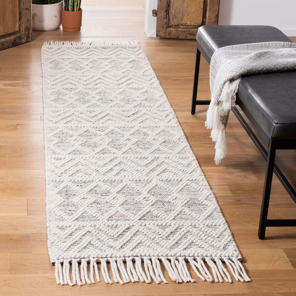 Safavieh Natura NAT353A 2&#39;3&quot; x 12&#39; Ivory and Black Runner, , large