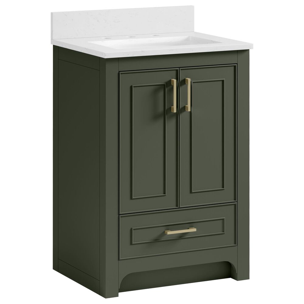 37B Lucerne 24" Single Bathroom Vanity Cabinet in Deep Olive Green with Marble Top and Backsplash, , large