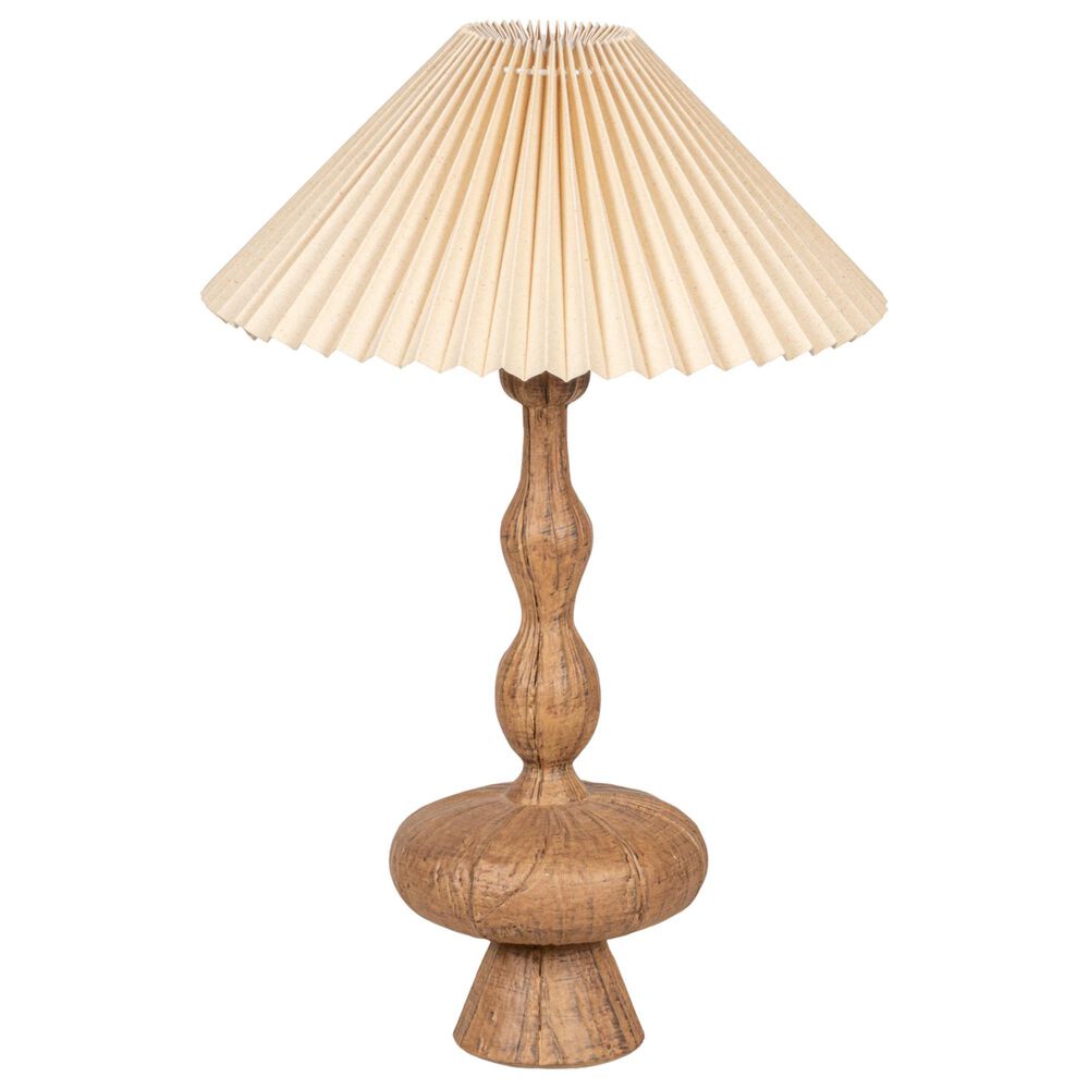 Creative Coop Andi Resin Table Lamp with Pleated Shade in Brown, , large