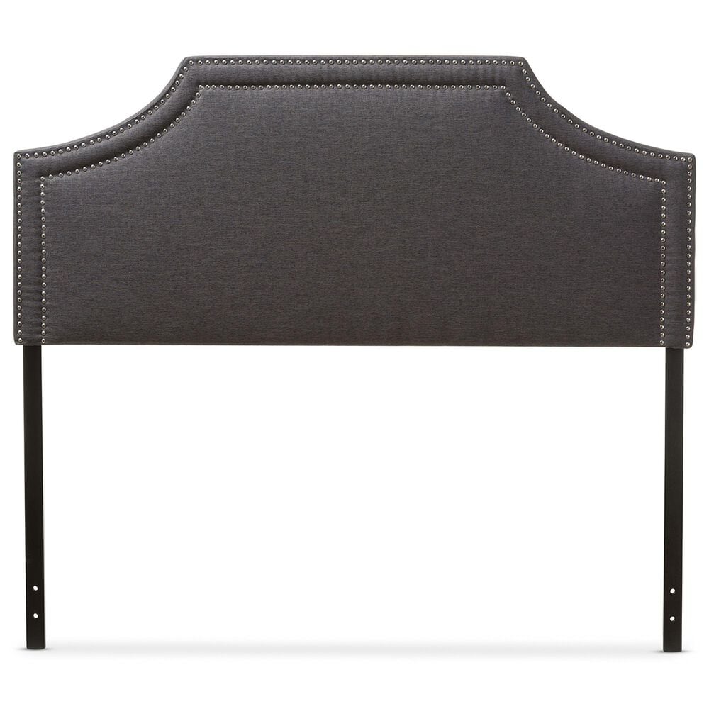 Baxton Studio Avignon Full Upholstered Headboard in Dark Grey, , large