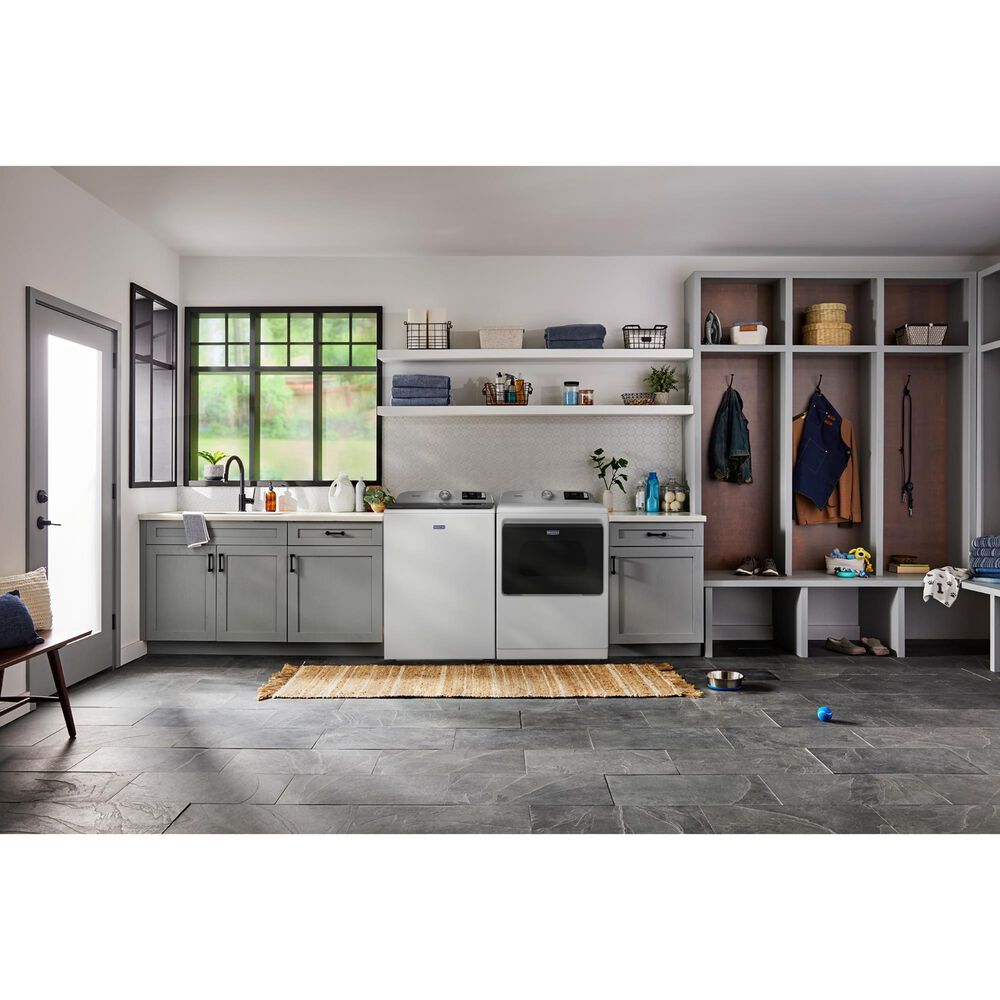 Maytag 5.2 Cu. Ft. Smart Pet Pro Top Load Agitator Washer and 7.4 Cu. Ft. Smart Electric Top Load Dryer Laundry Pair in White, , large