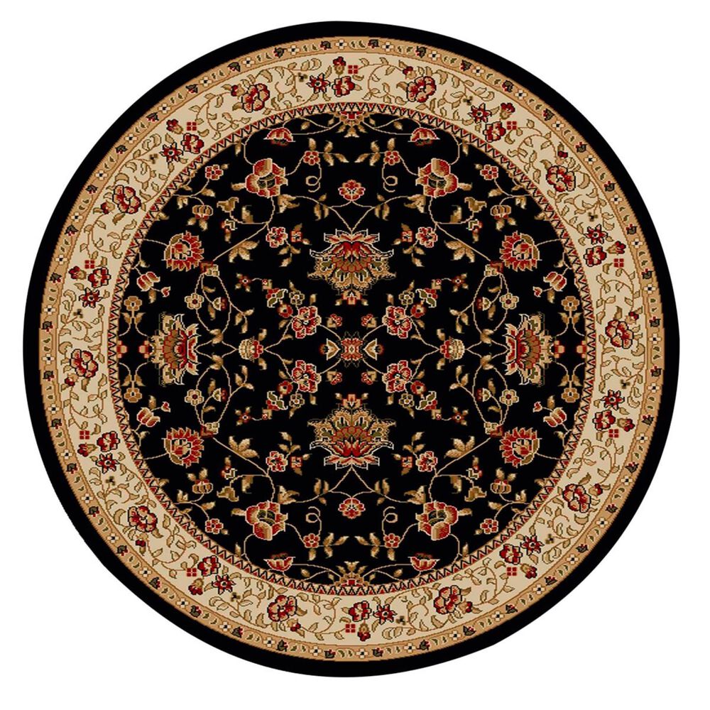 Radici USA Bergamo 1597 8' Round Black Area Rug, , large
