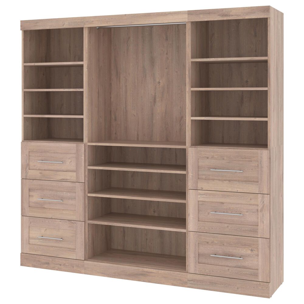 Bestar Pur 86&quot; Closet Organizer with 6-Drawer in Rustic Brown, , large