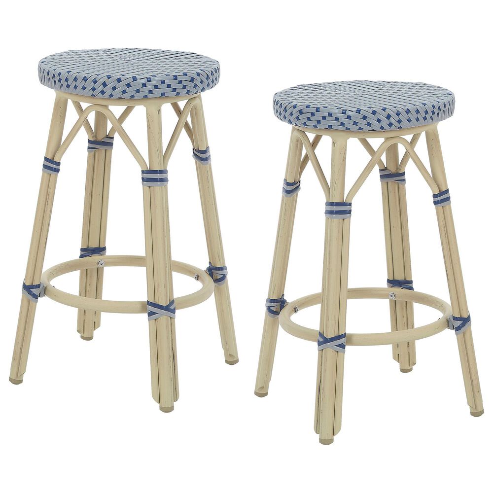 Furniture of America Eldridge 26" Patio Bar Stool in Natural, Navy and Gray (Set of 2), , large