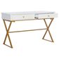 Linon Home Decor Campaign 2-Drawer Desk in White and Gold, , large