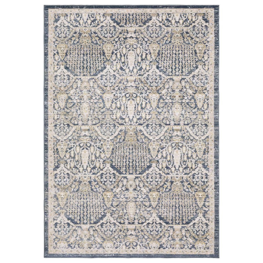 ROW by Oriental Weavers Cavett CAV06 Blue and Gold 9"10" x 13" Area Rug, , large