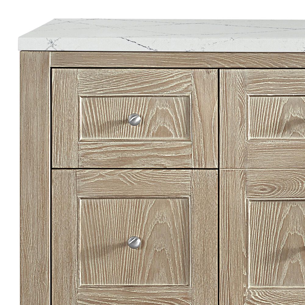 James Martin Vanities Breckenridge 60&quot; Single Bathroom Vanity in Whitewashed Oak with 3 cm Ethereal Noctis Quartz Top and Rectangular Sink, , large