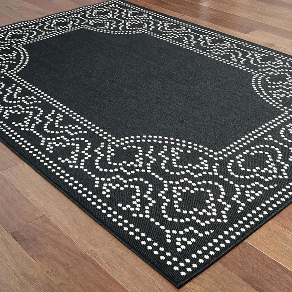 Oriental Weavers Marina 1247K 5&#39;3&quot; x 7&#39;6&quot; Black and Ivory Area Rug, , large