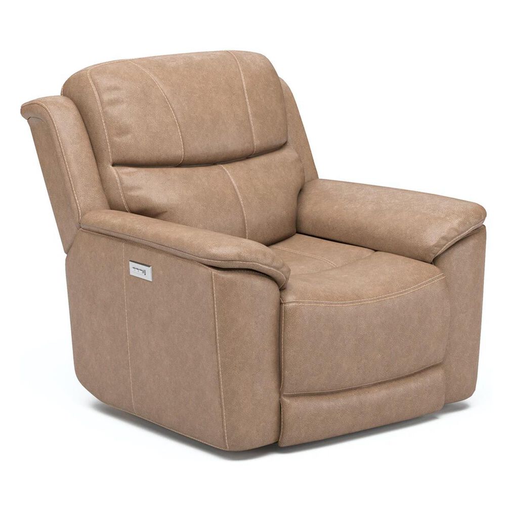Flexsteel Cade Power Recliner with Power Headrest in Sand, , large