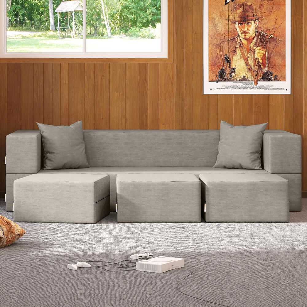 Jaxx Zipline 3-Piece Stationary Convertible Sleeper Sofa in Grey Velvet, , large