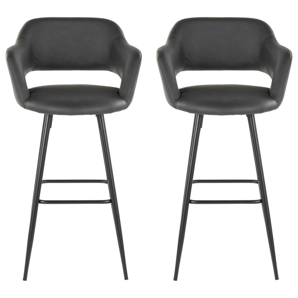 Lumisource Margarite Barstool with Grey Cushion in Black &#40;Set of 2&#41;, , large