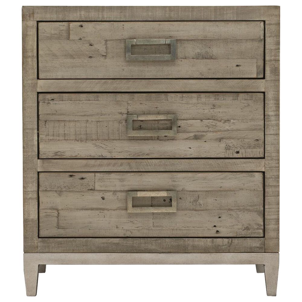 Bernhardt Highland Park Shaw 3-Drawer Nightstand in Morel and Glazed Silver, , large