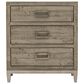 Bernhardt Highland Park Shaw 3-Drawer Nightstand in Morel and Glazed Silver, , large
