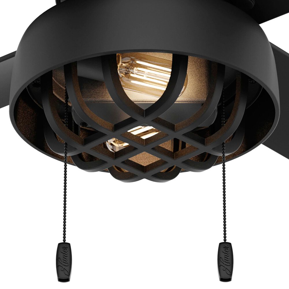 Hunter Spring Mill 52&quot; Outdoor Ceiling Fan with LED Lights in Matte Black, , large