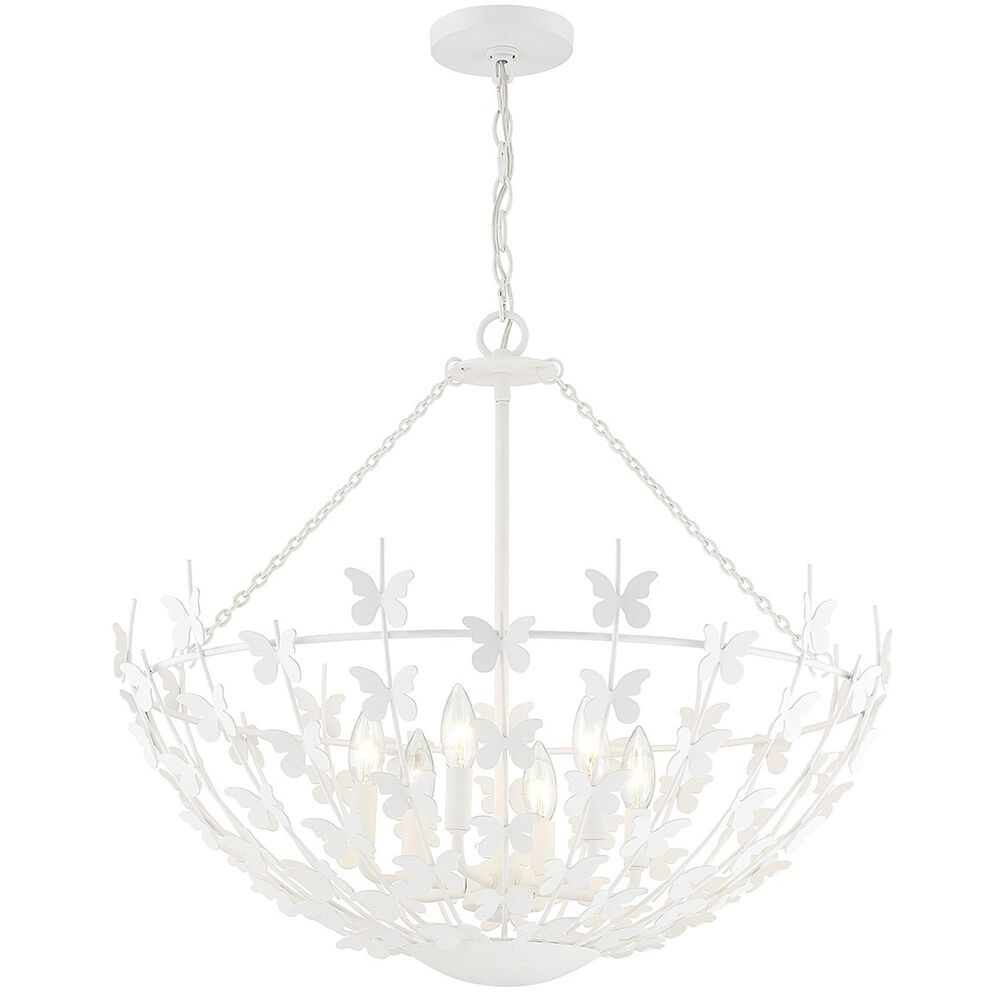 Savoy House Birch 6 Light Pendant in Bisque White, , large