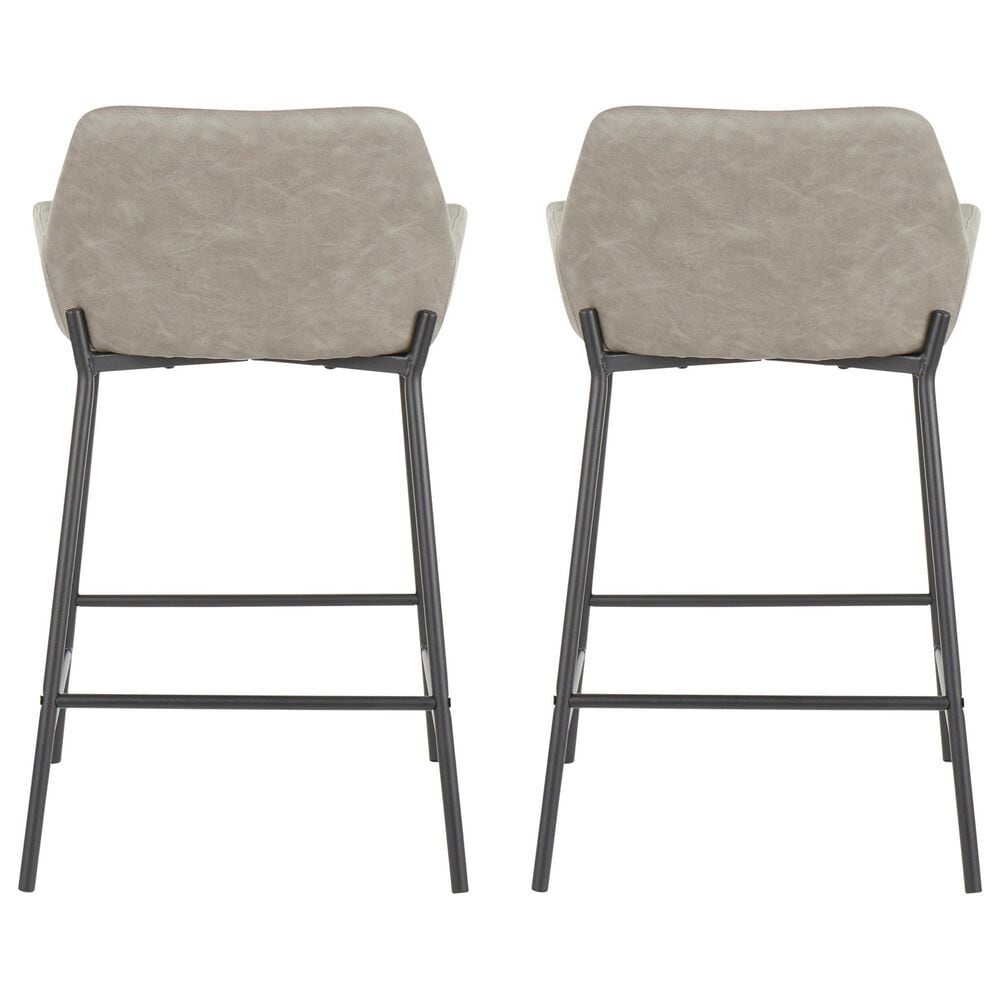 LumiSource Daniella 24" Counter Stool with Grey Upholstery in Black (Set of 2), , large