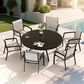 Hearth and Haven 7-Pieces Outdoor Dining Set with Stackable Chairs and Round Table in Black, , large