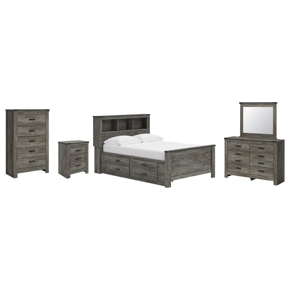 Ashley Frandern 6-Piece Full Bookcase Storage Bedroom Set in Rustic Warm Gray, , large