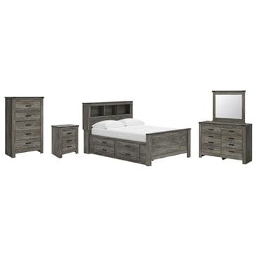 Ashley Frandern 6-Piece Full Bookcase Storage Bedroom Set in Rustic Warm Gray, , large