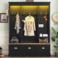 HOMLUX 9-Hook Hall Tree with 3-Cabinet in Black and Natural, , large