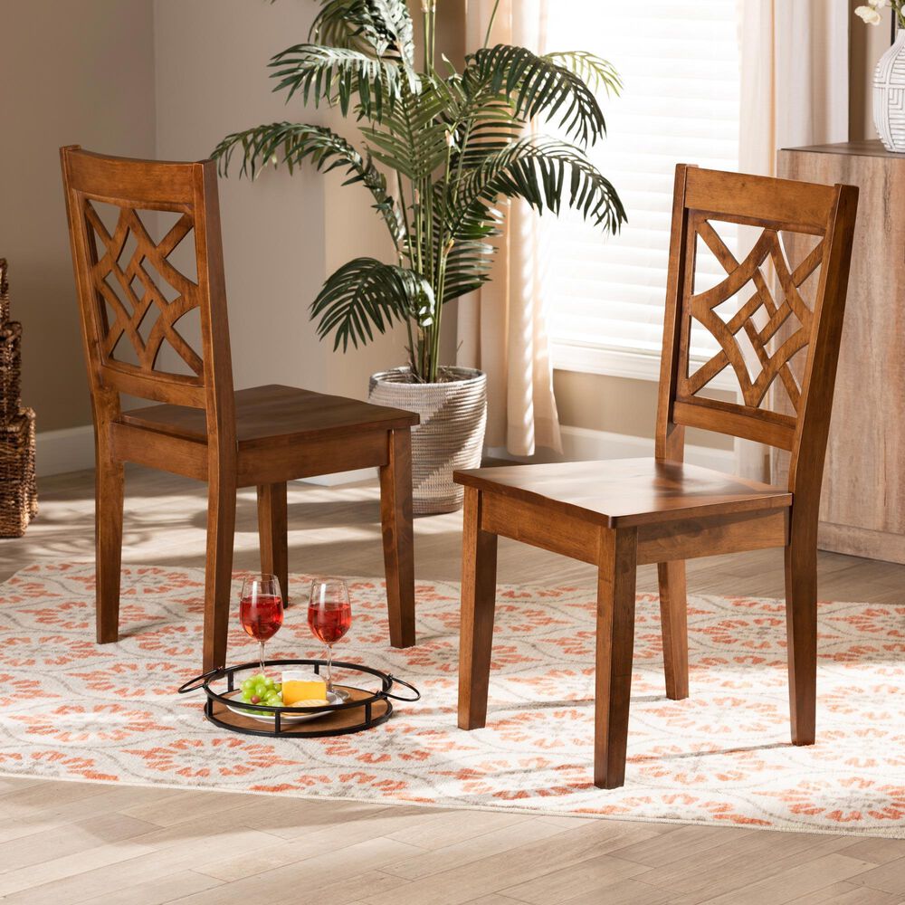 Baxton Studio Nicolette Side Chair in Walnut Brown (Set of 2), , large