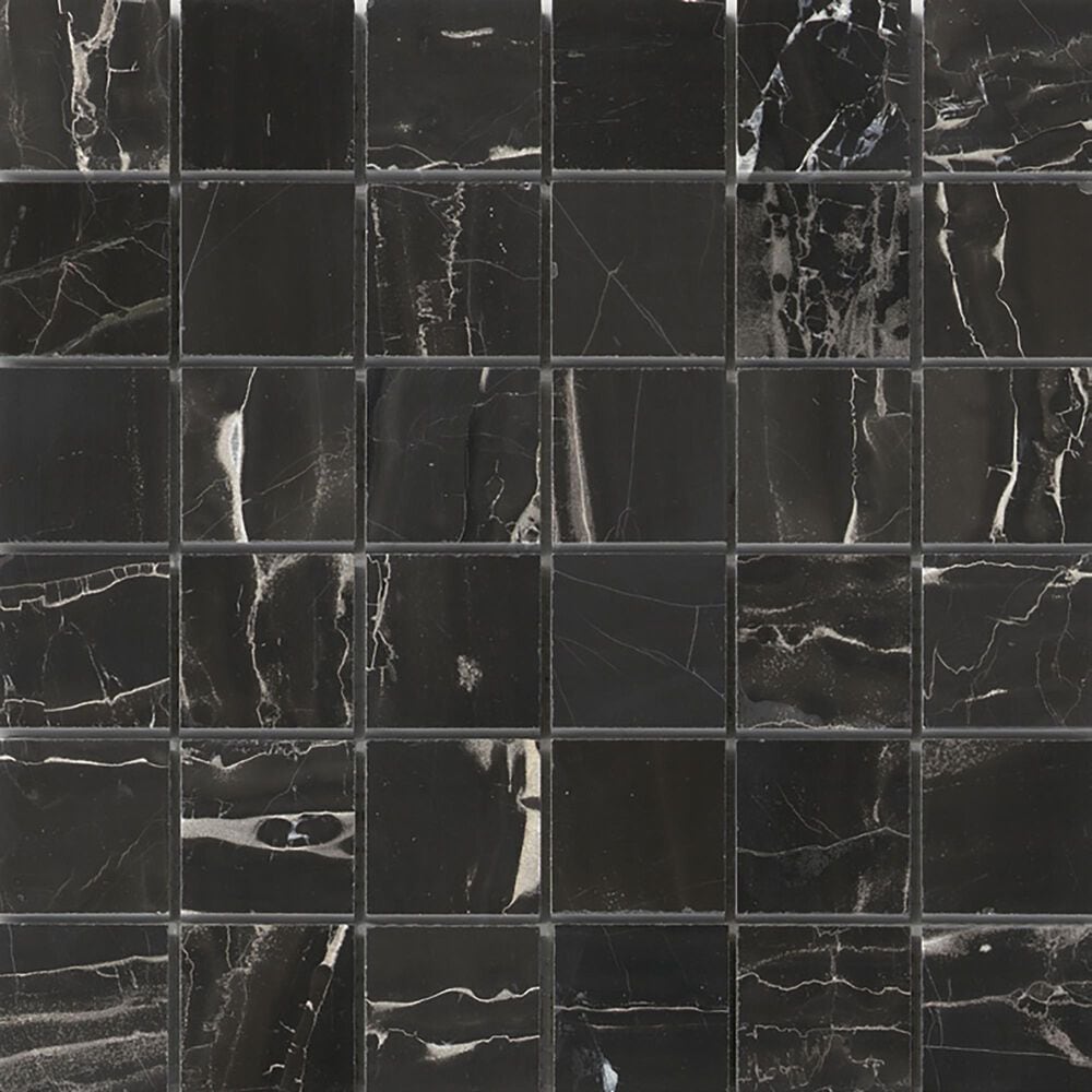 Emser Marble Black Silk 12" x 24" Polished Natural Stone Tile, , large
