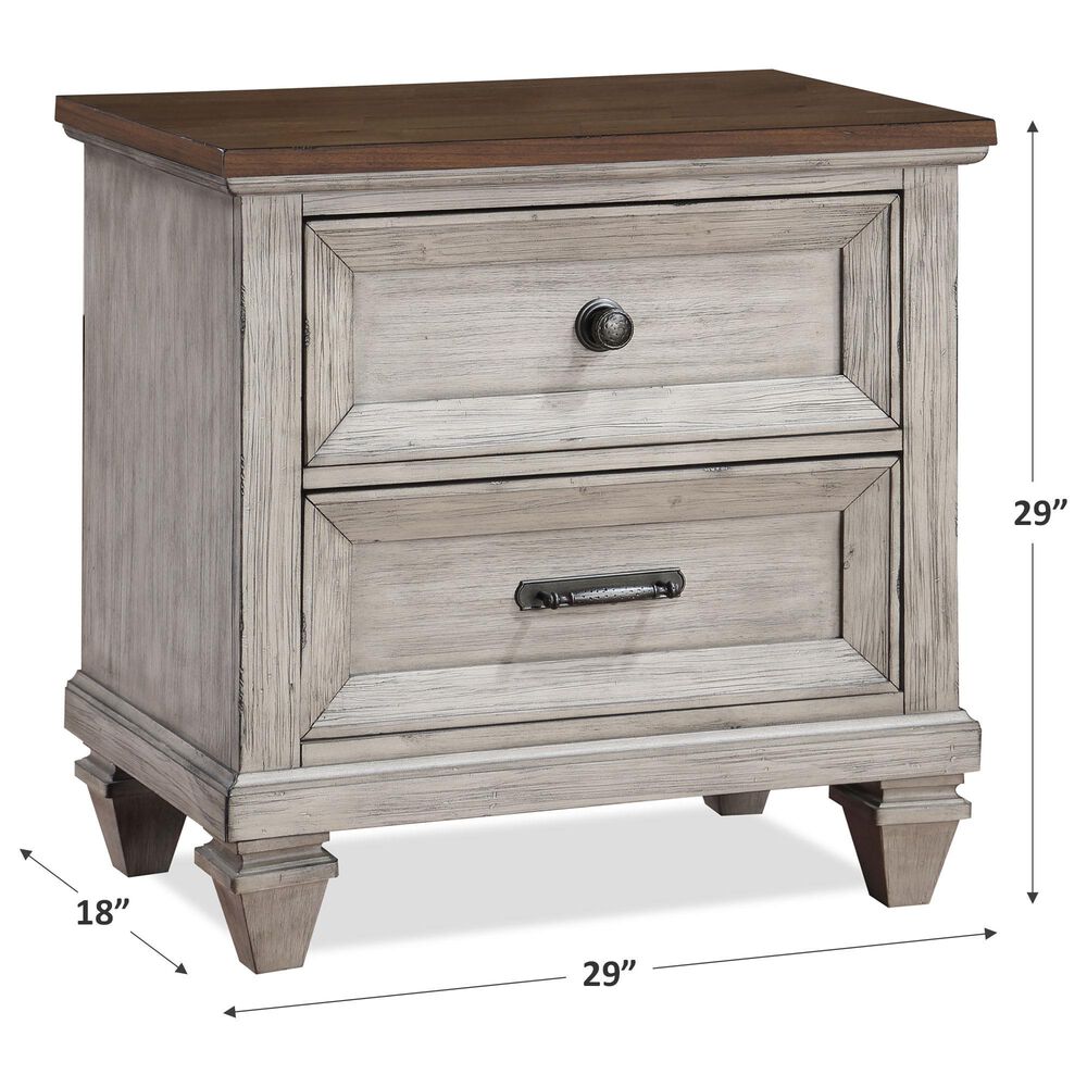 New Heritage Design Mariana 2-Drawer Nightstand in Vintage Creme with USB Port, , large