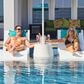 Floating Luxuries Kai Shelf Lounger with Pillows in White and Aruba (Set of 2), , large
