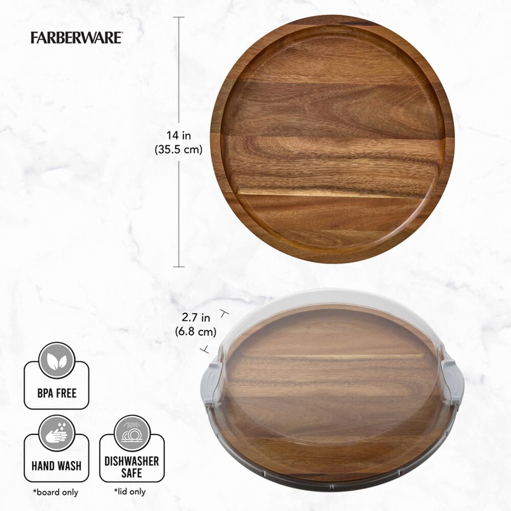 Lifetime Brands Build-a-Board Round Cutting Board with Single Compartment and Locking Lid in Natural and Clear, , large