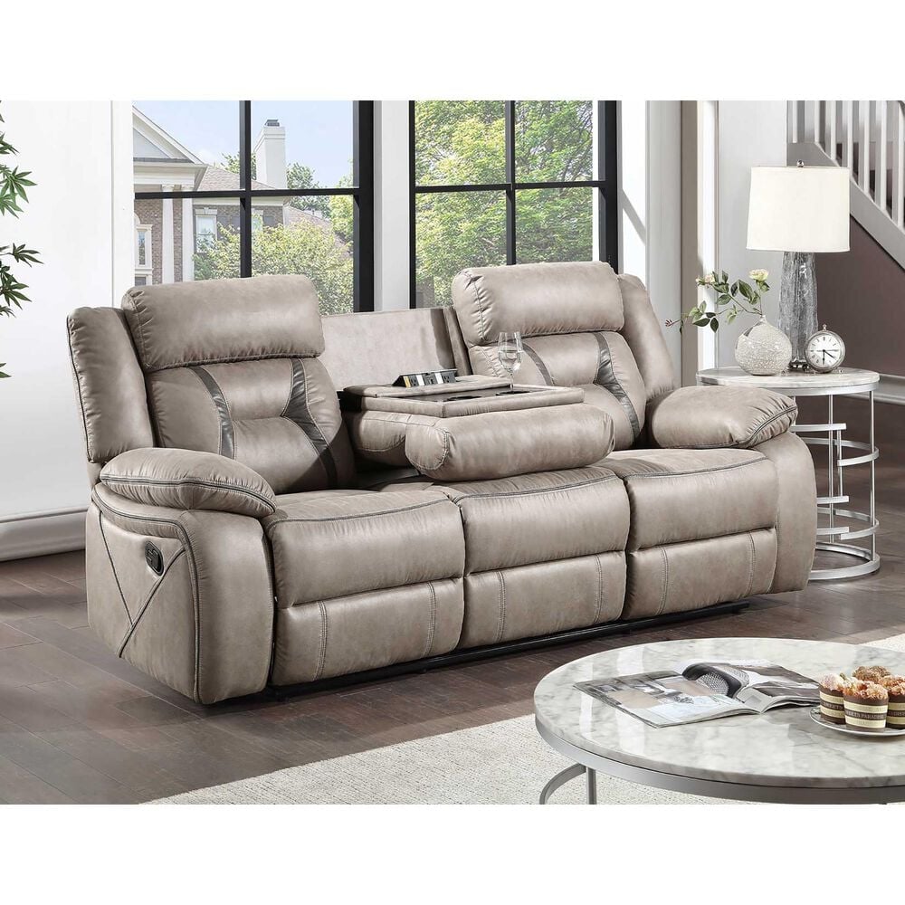 Steve Silver Tyson Manual Reclining Sofa with Dropdown Console in Grey, , large