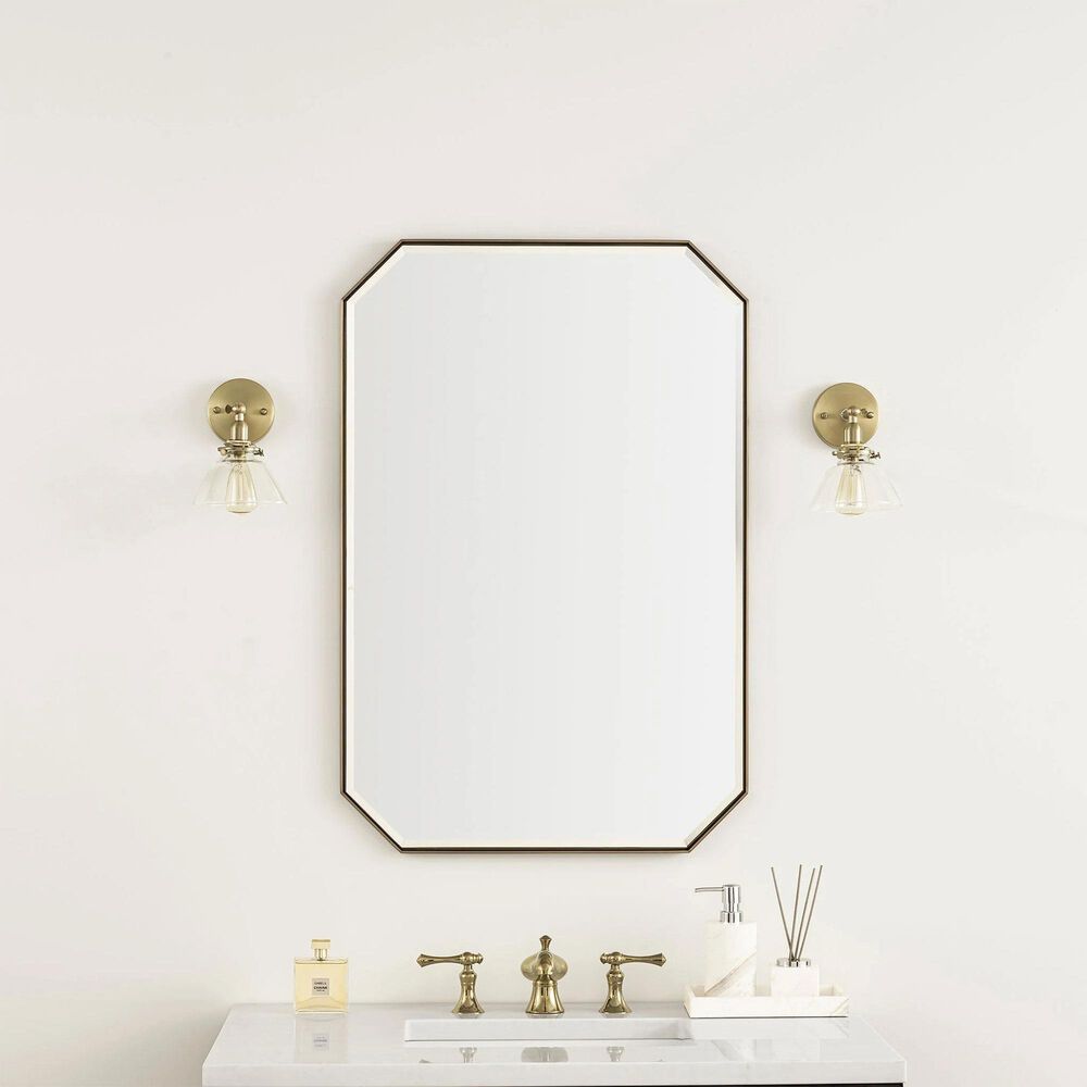 James Martin Vanities Rohe 24&quot; Octagonal Mirror in Champagne Brass, , large