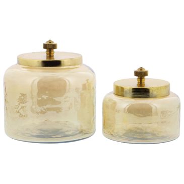 Maple and Jade Glam Decorative Jar in Transparent Smoked and Gold (Set of 2), , large