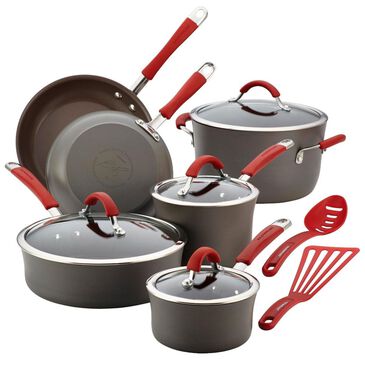 Rachael Ray Cucina Hard-Anodized Nonstick 12-Piece Cookware Set in Red, , large