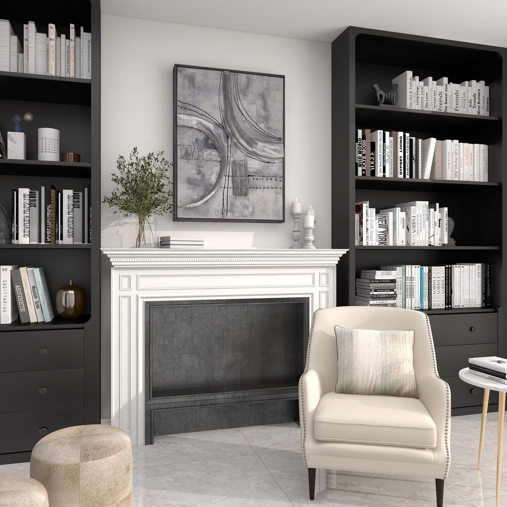 Maple and Jade 30&quot; x 40&quot; Contemporary Abstract Wall Art in Gray, White, Black and Silver, , large