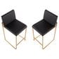Lumisource Fuji High Back Counter Stool with Black Faux Leather Cushion in Gold (Set of 2), , large