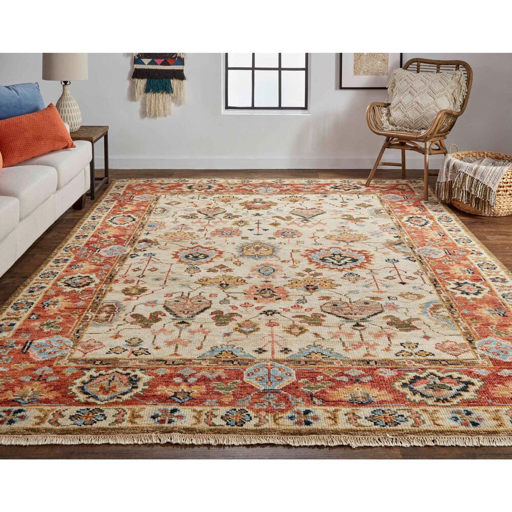 Feizy Carrington 3&#39;6&quot; x 5&#39;6&quot; Beige and Rust Area Rug, , large