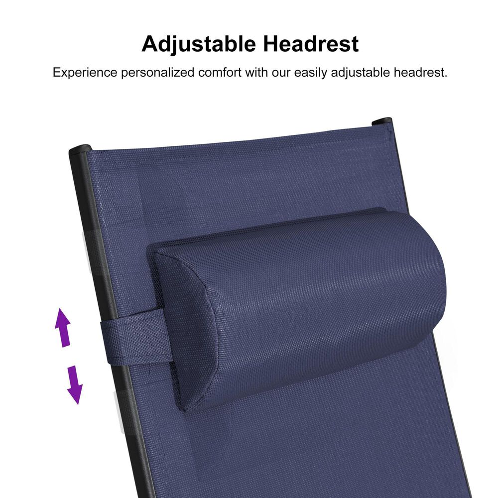 HOMLUX 3-Piece Standard Patio Chaise Lounge Set in Navy Blue, , large