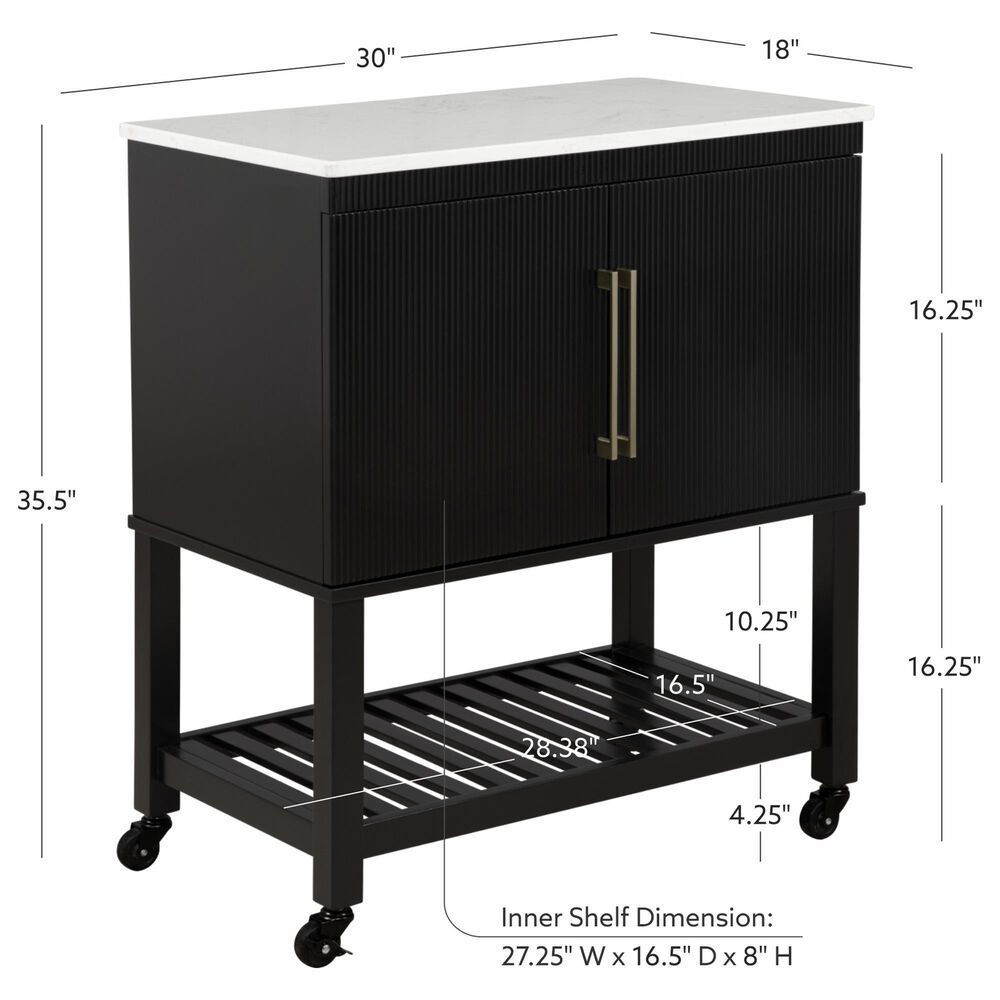 Linon Home Decor Kolton Kitchen Cart in Black and White, , large