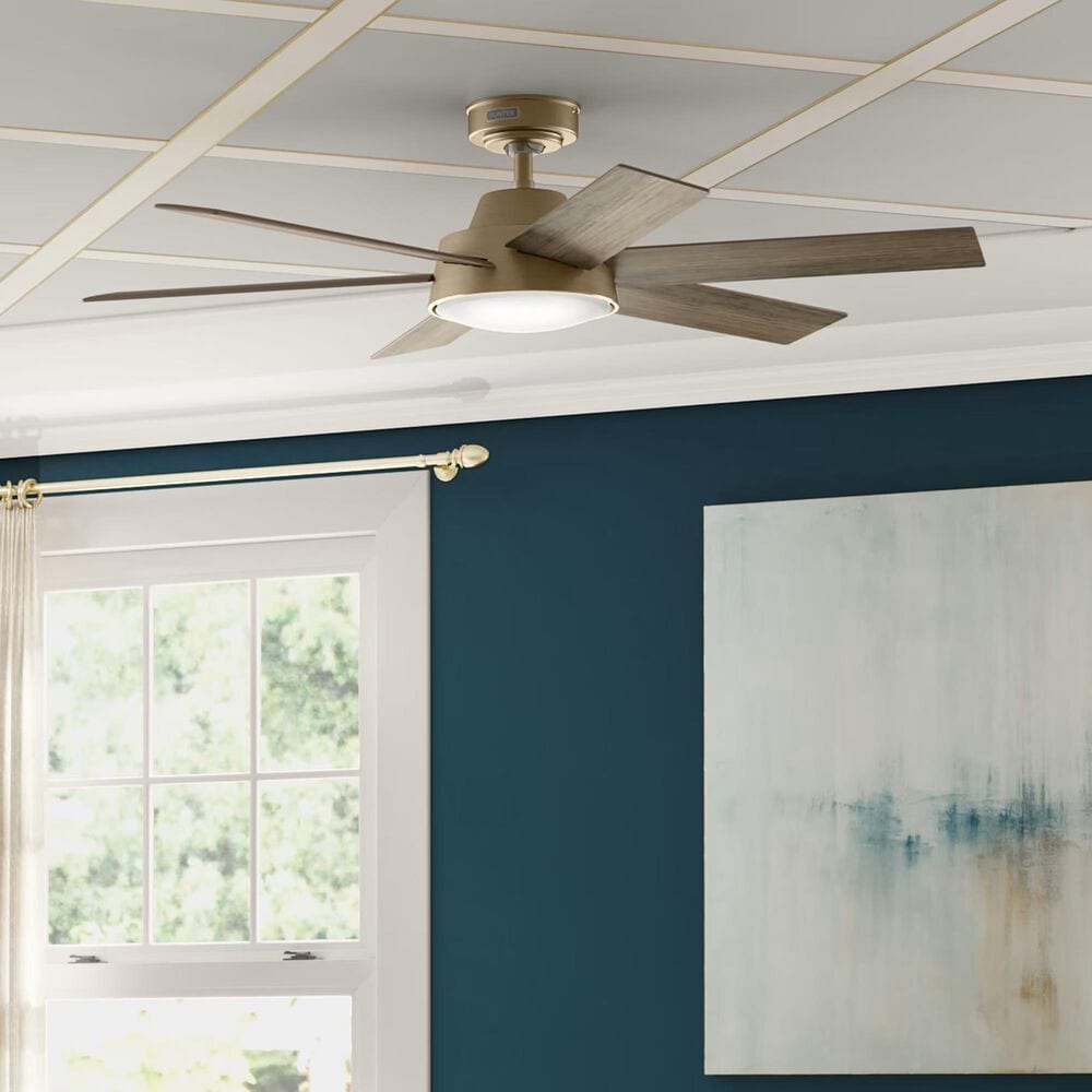 Hunter Donatella 52&quot; Ceiling Fan with LED Lights in Burnished Brass, , large