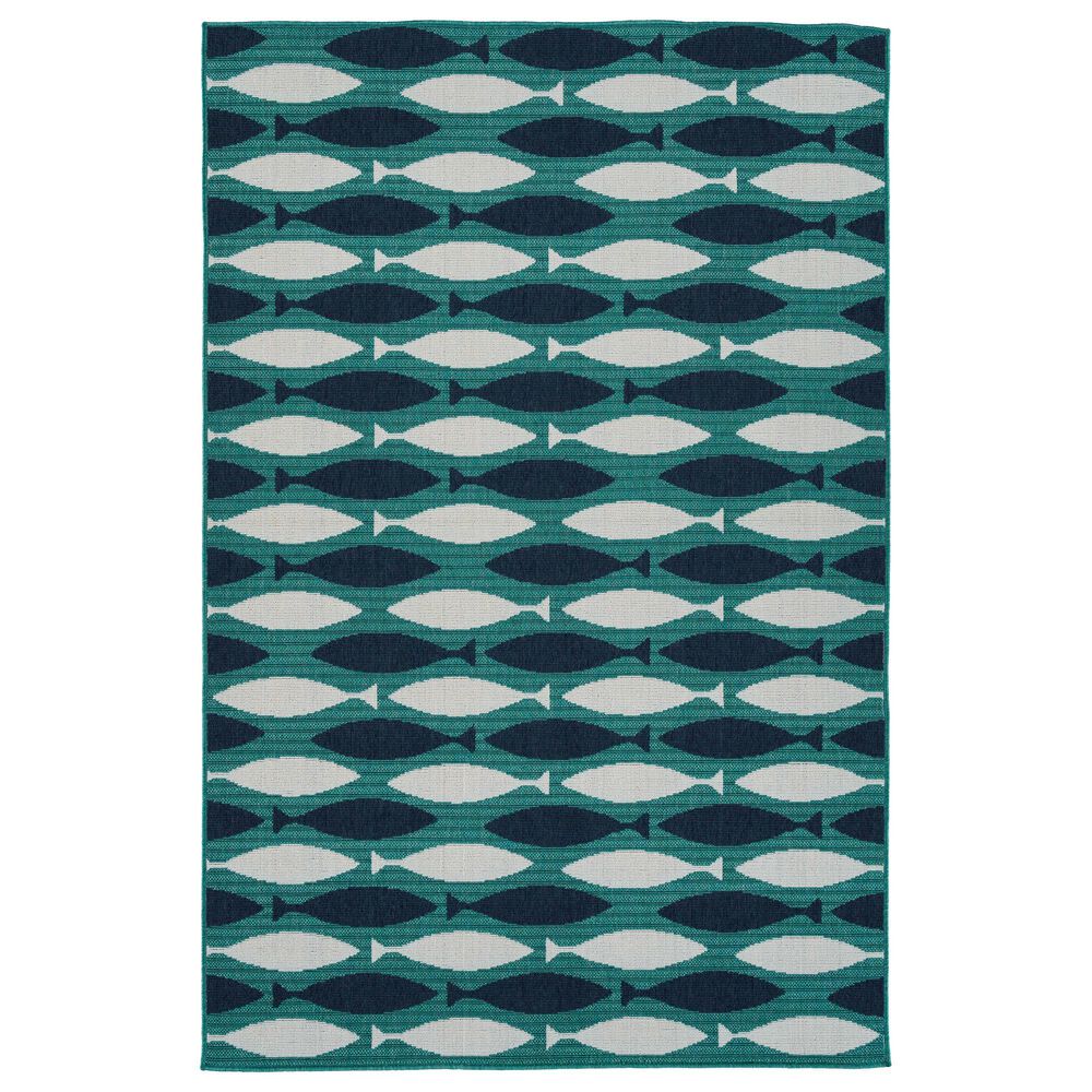 Kaleen Rugs Cabos 1"9" x 3" Blue Indoor/Outdoor Area Rug, , large