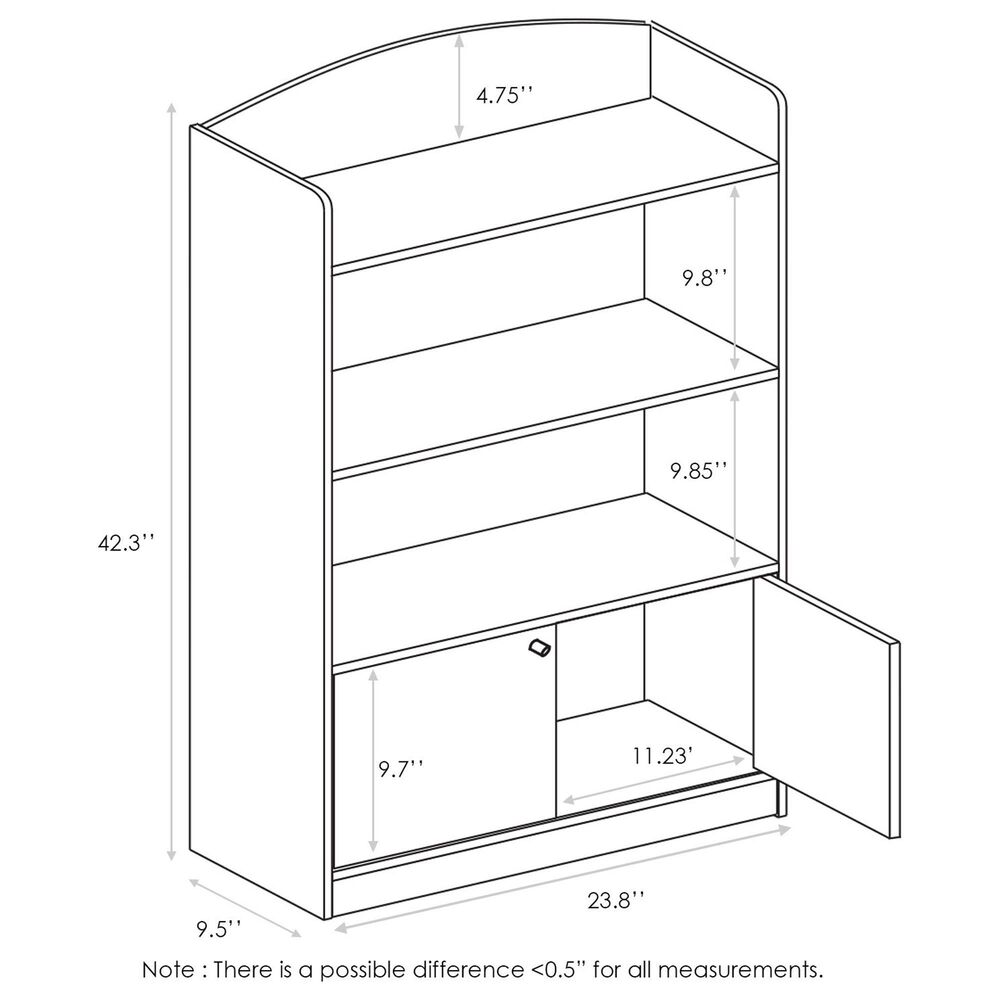 HOMLUX 4-Tier Bookshelf with 2-Door Storage Cabinet in Pink, , large