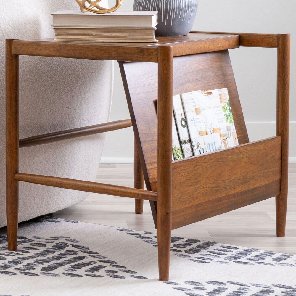 Linon Home Decor Flanagan Magazine Rack in Walnut, , large