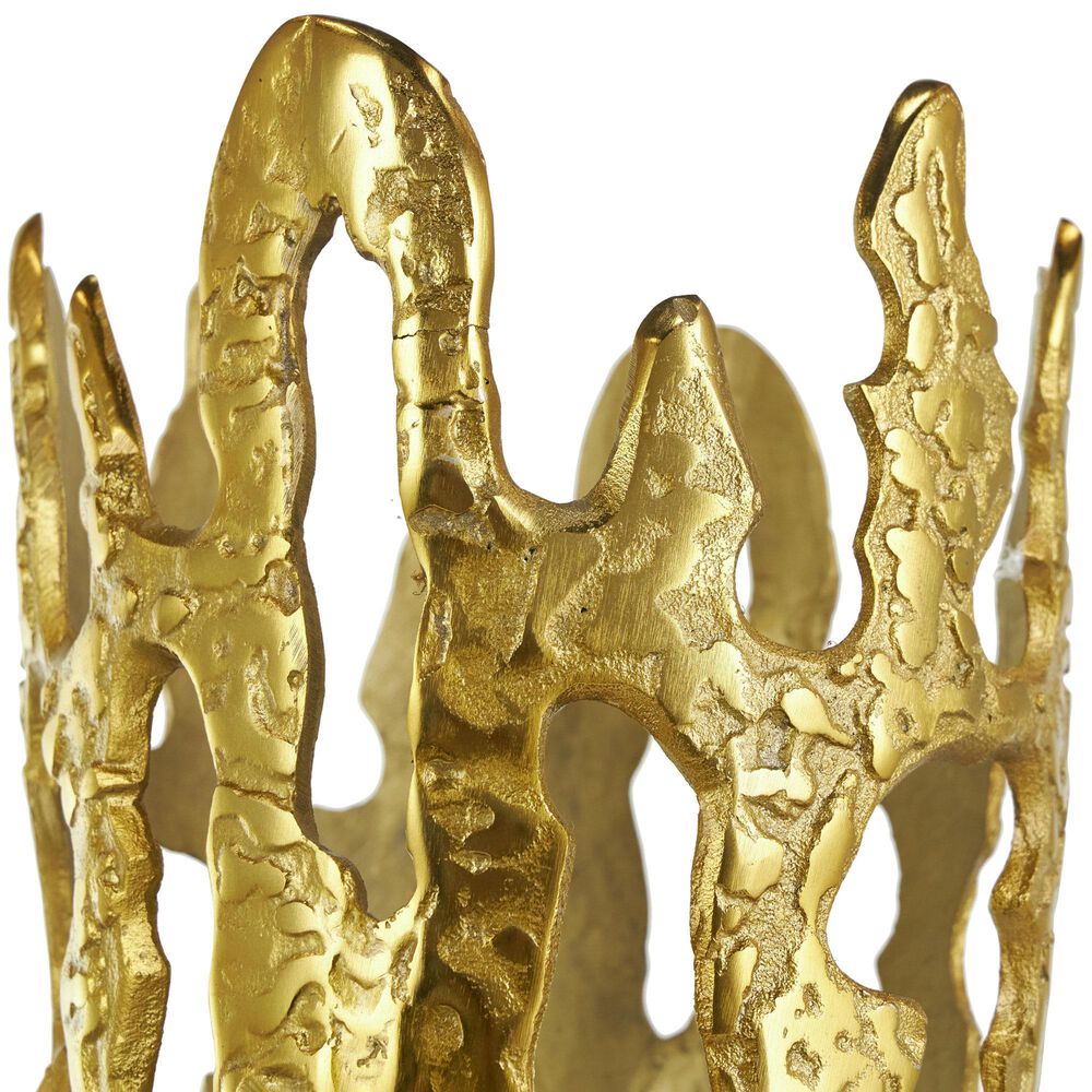 Maple and Jade 9&quot; Abstract Drip Decorative Vase with Melting Designed Body in Satin Gold, , large