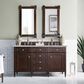 James Martin Vanities Brittany 60" Double Bathroom Vanity in Burnished Mahogany with 3 cm Victorian Silver Quartz Top and Rectangular Sinks, , large
