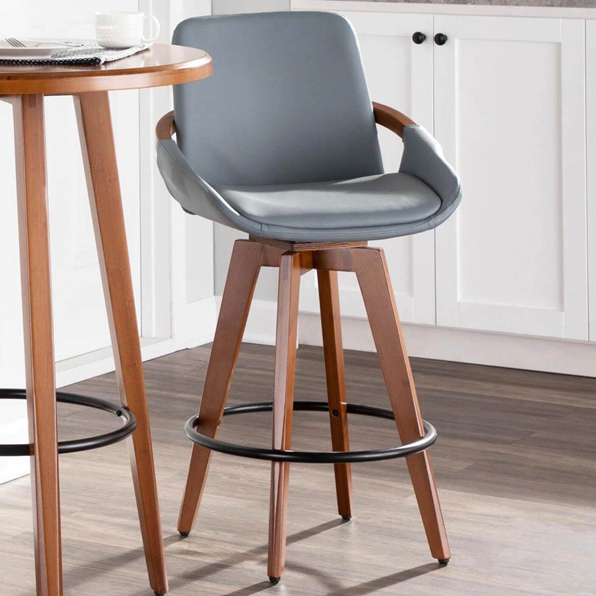 Lumisource Cosmo Counter Stool in Grey Walnut and Black NFM